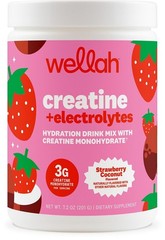 Wellah Creatine + Electrolytes Powder – Strawberry Lemonade – 30 Servings