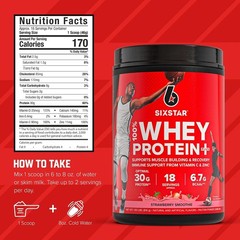 SIXSTAR Whey Protein Powder Plus – 30g Protein, BCAAs, Immune Support – 1.8 lbs