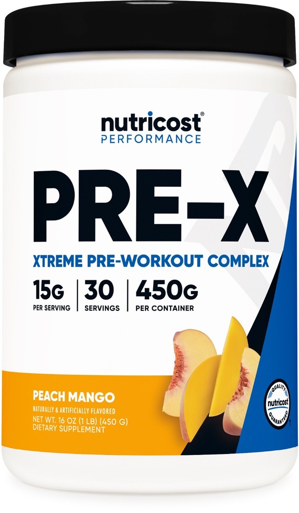 Nutricost Pre-X Workout Complex Powder (Peach Mango) 30 Servings – Great Taste