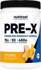 Nutricost Pre-X Workout Complex Powder (Peach Mango) 30 Servings – Great Taste