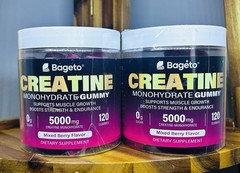 Bageto Creatine Monohydrate HCL Gummy 5000 Mg Mixed Berry Flavor-LOT OF 2