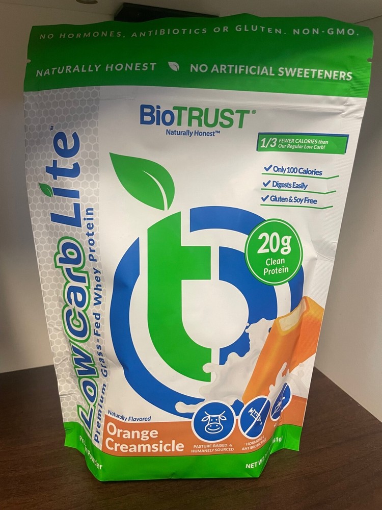 12.7oz Biotrust Low Carb Lite Protein Powder Orange Cream 20g Grass-fed Whey