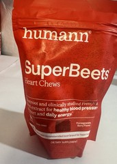HumanN – SUPER BEETS Heart Chews, Pomegranate, 60 Count, New & Sealed, Exp 04/27