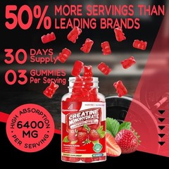 Creatine Monohydrate Gummies Complex, 90 Strawberry Gummies, Exp 11/26