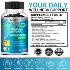 Keto + ACV Detox Capsules 20,000mg Apple Cider Vinegar Weight Loss Fat Burn