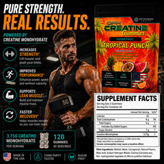 Creatine Gummies – Sugar Free – Tropical Punch – 40 Servings