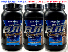Elite Gourmet, Whey & Casein Blend, Milk Chocolate 3 bottles X 2 lbs = 6 Pounds