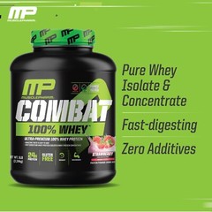 MusclePharm Combat 100% Whey Protein Powder – 5 lb, 70 Servings, Strawberry