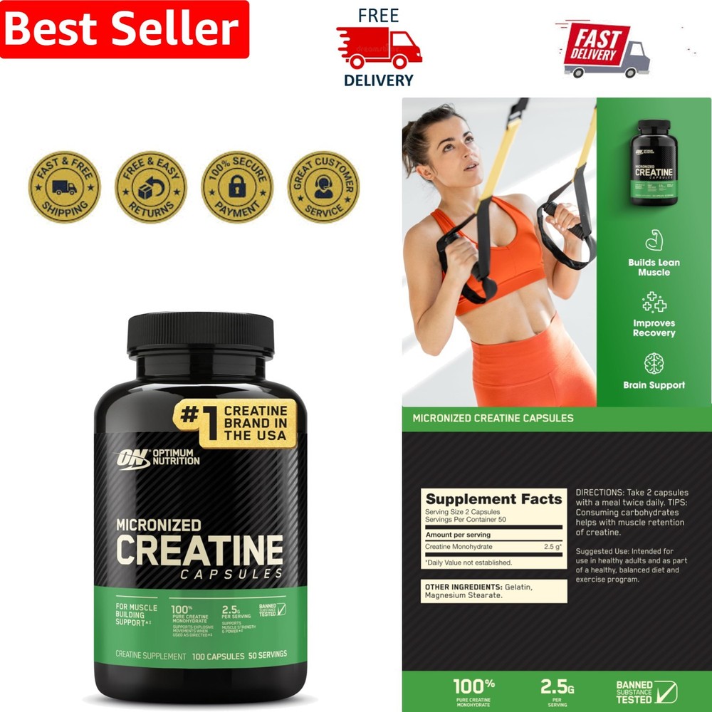 Banned Substance Tested Creatine Capsules – 50 Servings for Strength & Recovery