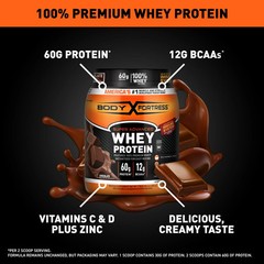 Body Fortress 100% Premium Whey Protein Powder Chocolate Immune Support 1.74 lbs