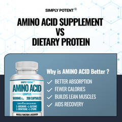 Amino Acid Complex 1800mg 200 Capsules, L-Arginine L-Glysine L-Lysine L-Ornithin
