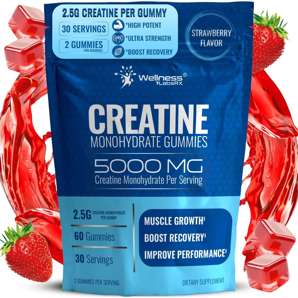 Creatine Gummies 5000mg, 30 Servings Creatine Monohydrate Gummies – Third-Par…
