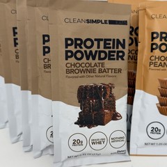 CLEAN SIMPLE EATS Whey Protein Powder Variety of Single Serve 8ct CHOCOLATE