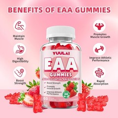 YUULAI EAA Gummies 2-Pack – 9 Essential Aminos + BCAAs, Muscle & Energy