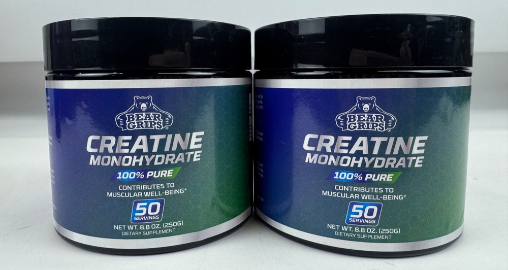 Bear Grips Pure Creatine Monohydrate Powder 50 Servings of Instantized Creatine
