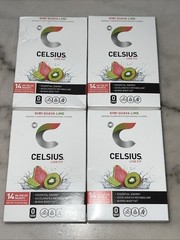 CELSIUS On-the-Go Energy Powder Packets Kiwi Guava Lime 14 CT – 4 Pack Bundle