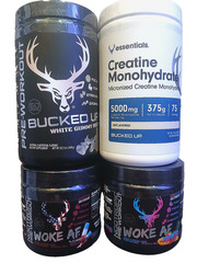 4 pc. BUCKED UP Nootropic Pre-Workout & Creatine Monohydrate Lot Woke AF Miami