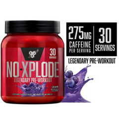 BSN N.O.-XPLODE Pre Workout Powder Grape Energy Focus Endurance 30 Servings