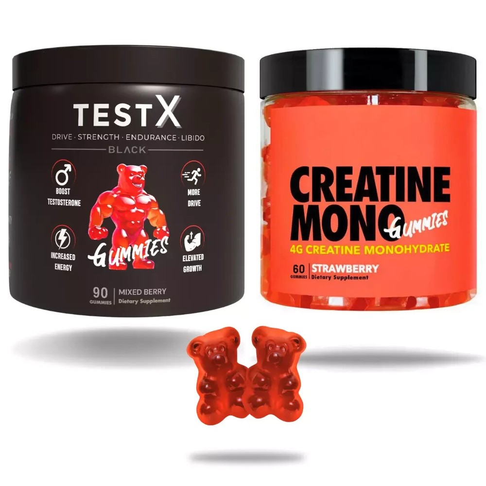 TestX & Creatine Mono Gummies Twin Pack, Horny Goat Weed & Maca by The Gummy Lab