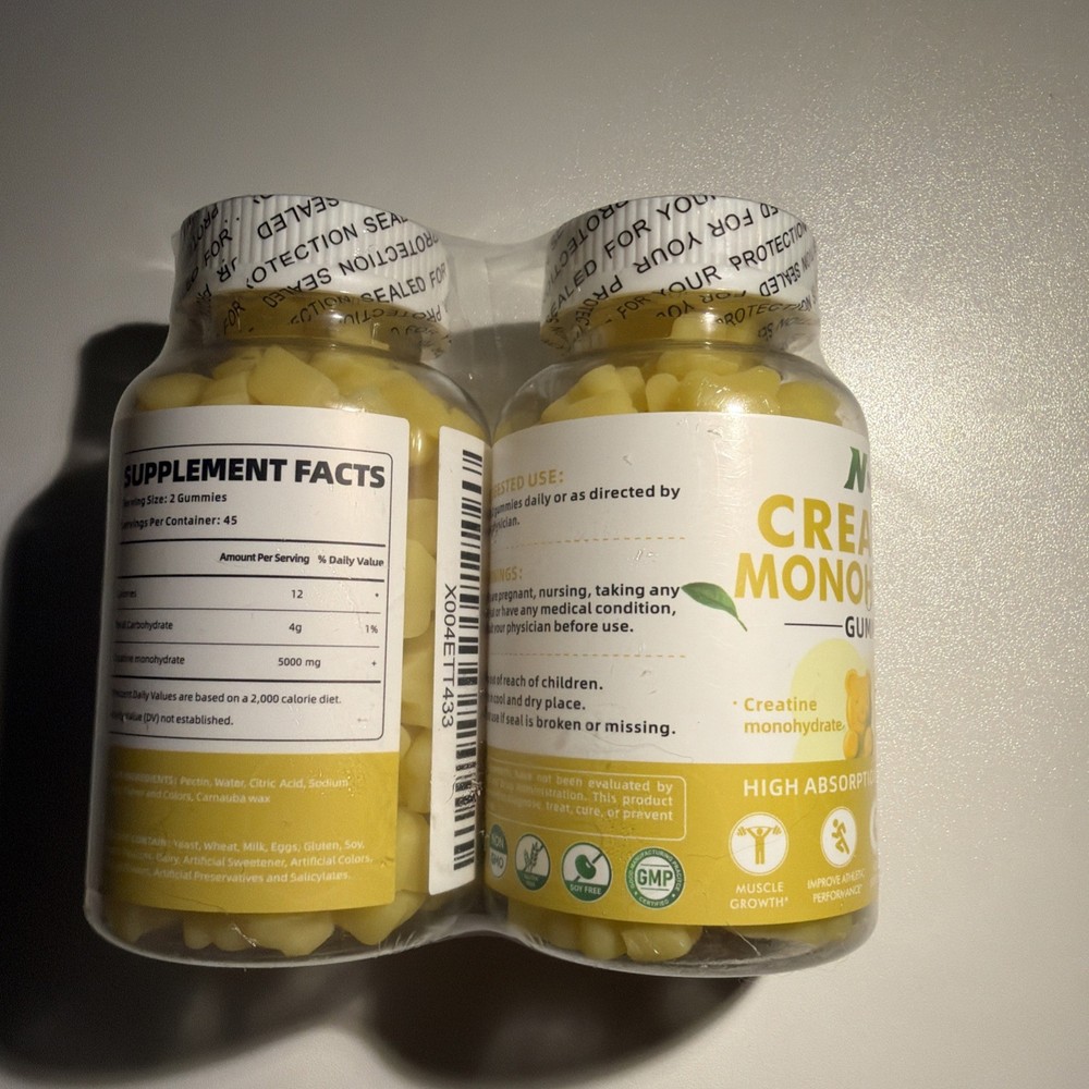 2 Pack Noavii Creatine Monohydrate Gummies 5000mg 90 Total Gummies