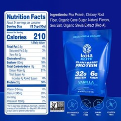 Koia Plant Based Protein Elite Powder, Vanilla, 32g Protein, 4g Sugar, 6g Prebio