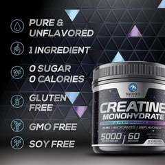 Creatine Monohydrate 5000Mg per Serving – Pure Micronized Creatine Powder Supple