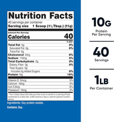 Soy Protein Isolate Powder, 1 LB Unflavored – 10 Grams of Protein per Serving, V