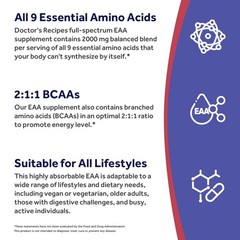 Essential Amino Acids Supplement, All 9 Essential Amino Acids (EAA), BCAA 2:1…