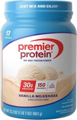 Premier Protein Powder Vanilla Milkshake 30g Whey Keto Gluten Free 23.3oz 17 Srv