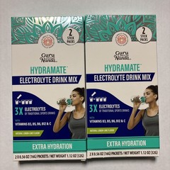 GURU NANDA HYDRAMATE Electrolytes Drink Mix Extra Hydration W/ Vitamins 2 Boxes.
