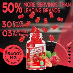Creatine Monohydrate Gummies Complex for Men & Women -Advanced Formula W/L-Tauri