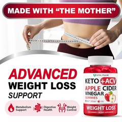 Keto ACV Gummies Advanced Weight Loss – Sugar Free 60 Gummies, Green Apple