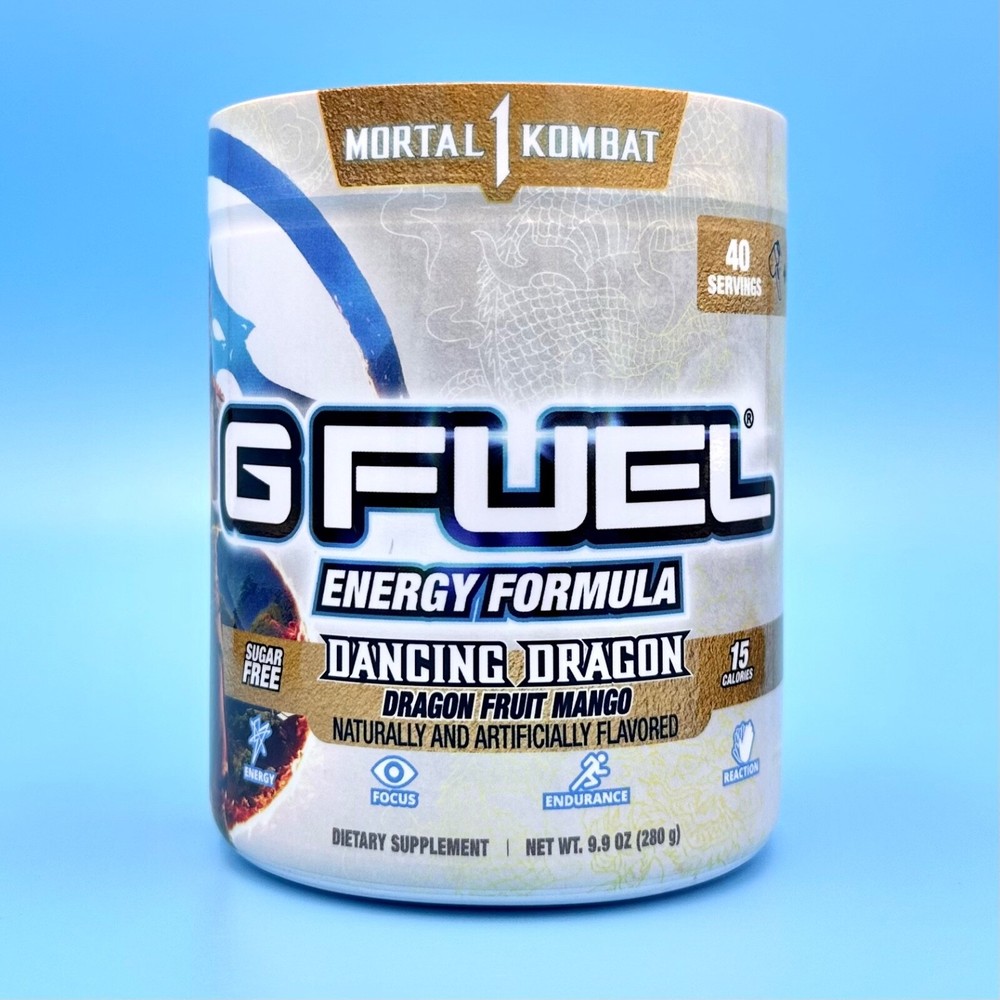 G Fuel Mortal Kombat 1 Dancing Dragon Fruit Mango Tub Energy Formula 40 Servings