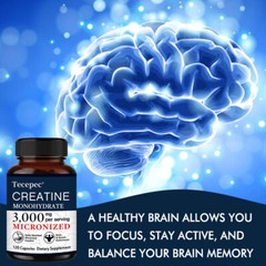 Pure Creatine Monohydrate Capsules 3000mg for Muscle Mass Strength