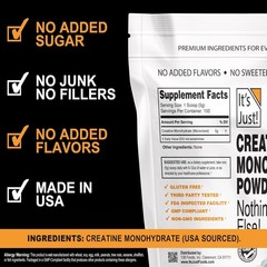 Creatine Monohydrate Powder, Pure Creatine Powder, , 3rd Party Lab Tested, 5g…