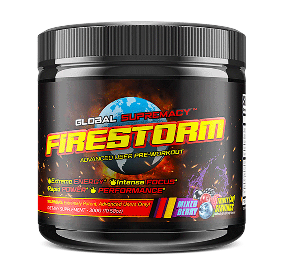 Global Supremacy Firestorm Advanced Pre-Workout 30 Servings Blue Easpberry