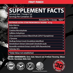 Nutrex Outrage Ultra Stim Pre Workout Powder 30 Servings Various Flavors