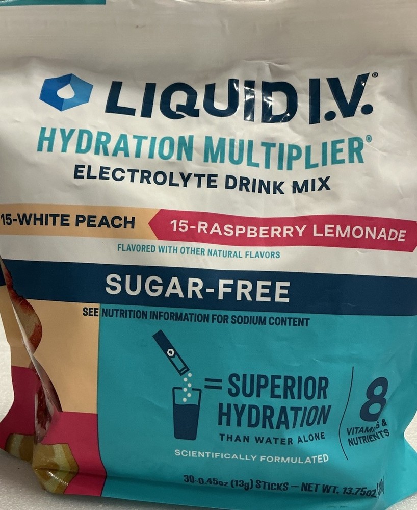 Liquid I.V Hydration Sugar-Free Peach+Raspberry Lemonade 28 Sticks EXP 03/2028