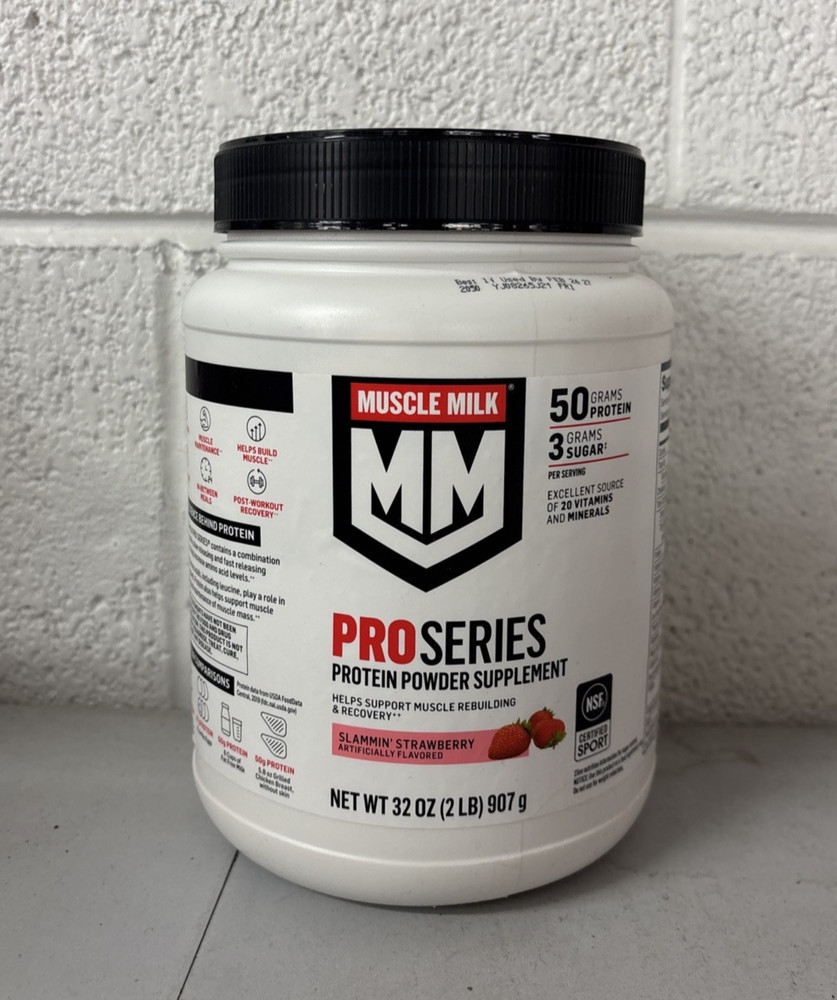 Muscle Milk Protein Powder Supplement Slammin Strawberry 2 Pound Exp: 2/2027