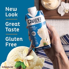 Quest Nutrition Vanilla Protein Shake 30g Protein, 3g Net Carbs, Gluten-Free, 12
