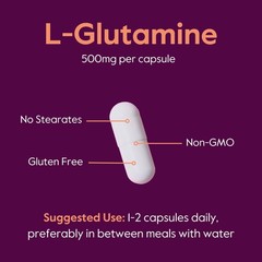 BESTVITE LGlutamine 500mg per Capsule 240 Capsules No Dicalcium Phosphate N…