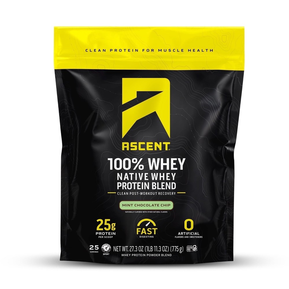 Ascent Native Fuel 100% Whey Protein Chocolate (4) 1lb 25g Gluten Free Exp 1/27