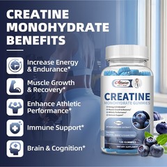 Creatine Monohydrate Gummies – Muscle Builder & Brain Booster, Blueberry 120ct