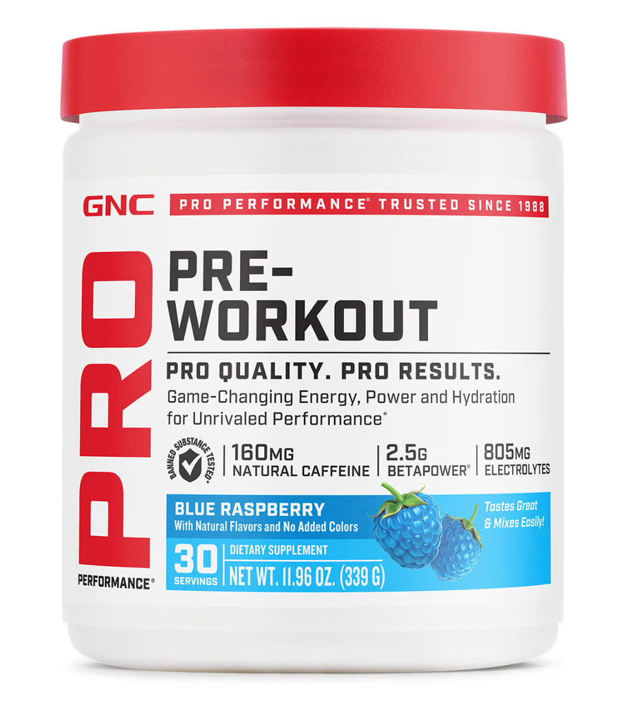 GNC Pro Pre-Workout Blue Raspberry 11.96oz exp 12/26