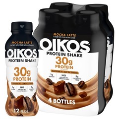 Oikos 30g Protein Shake, Mocha Latte, Shelf Stable, High 3 Fl Oz (Pack of 4)