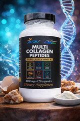 Multi Collagen Peptide protein 120 Caps 100o mg Type I,II,III,X Anti-Aging keto