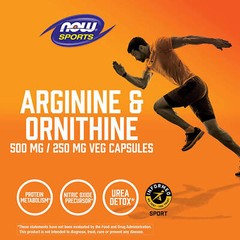 NOW FOODS Arginine & Ornithine 500 mg 250 mg 100 Veg Capsules