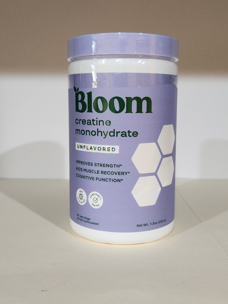 Bloom Creatine Monohydrate Unflavored Powder, 40 Servings – New