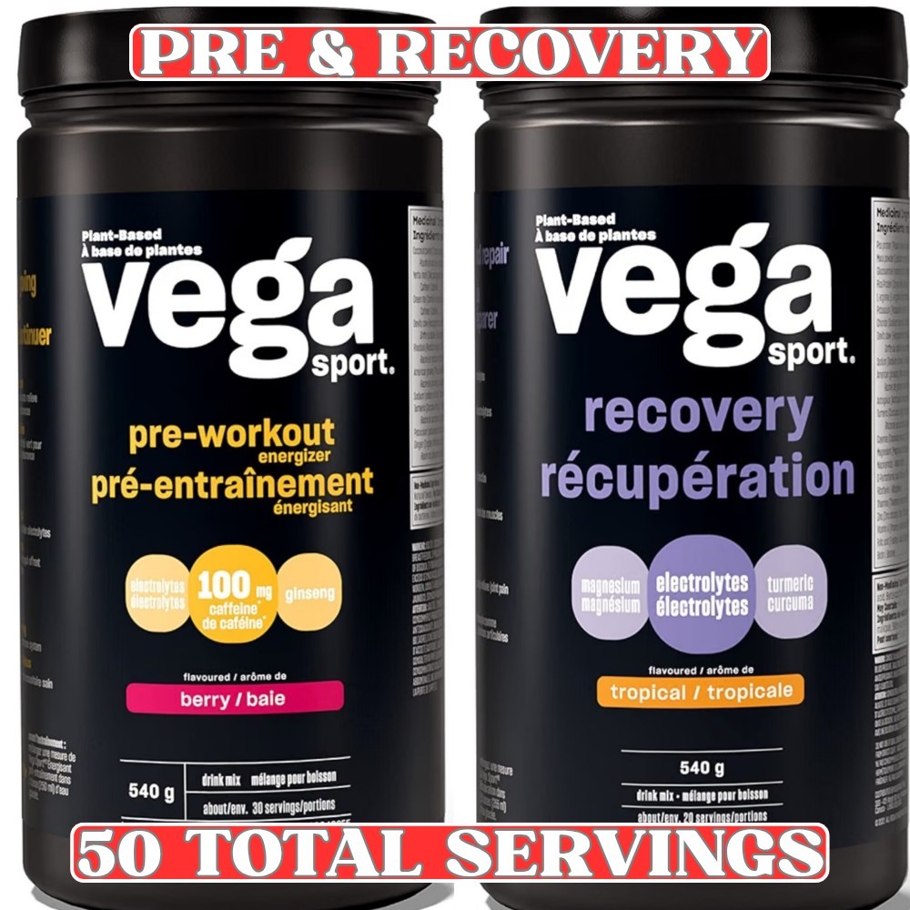 Vega Sport Pre-Workout + Recovery Bundle Berry Tropical 50 Servings