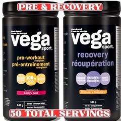 Vega Sport Pre-Workout + Recovery Bundle Berry Tropical 50 Servings
